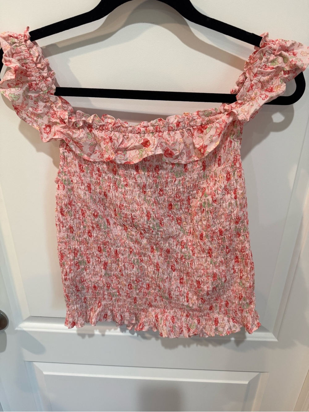 Ralph Lauren Pink Floral Smocked Ruffle Tank